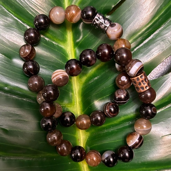 dark chocolate botswana agate chunky 10mm bracelet - Picture 1 of 4